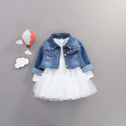 Baby Fall Collection Fashion Denim jacket and skirt