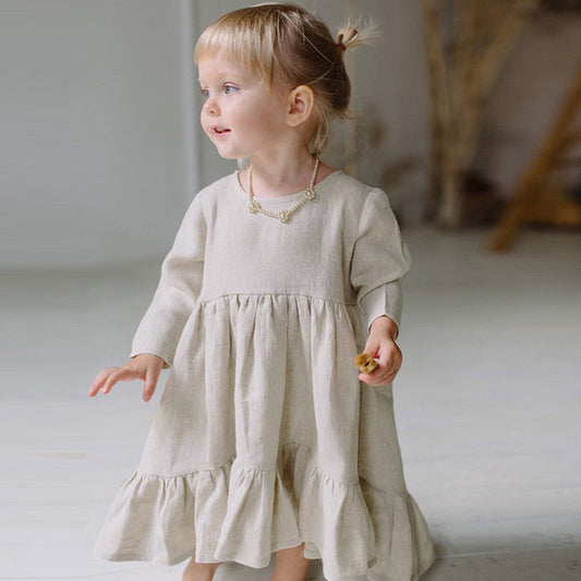 Autumn Girls Baby Kids Cotton Linen Dresses