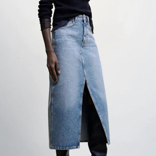 Denim Skirt Women Split In Long Cowboy Jeans Skirt
